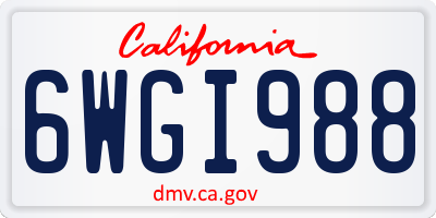 CA license plate 6WGI988