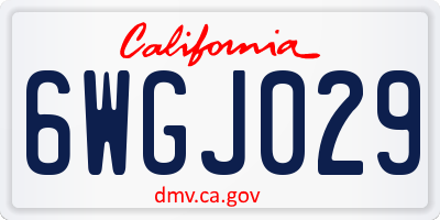 CA license plate 6WGJ029