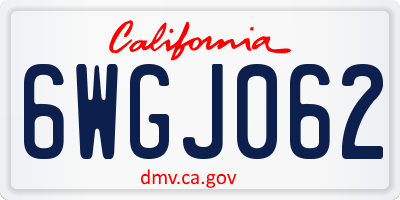 CA license plate 6WGJ062