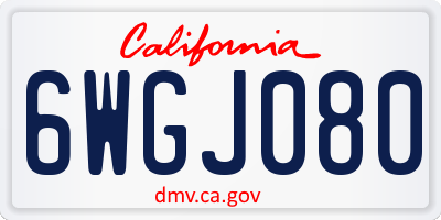 CA license plate 6WGJ080