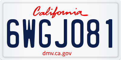 CA license plate 6WGJ081