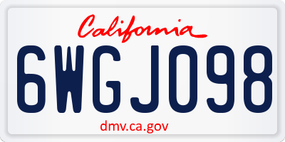 CA license plate 6WGJ098