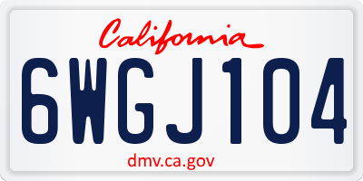 CA license plate 6WGJ104
