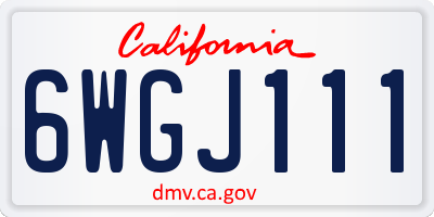 CA license plate 6WGJ111