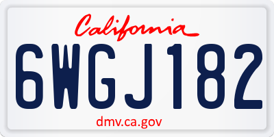 CA license plate 6WGJ182