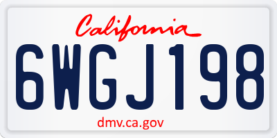 CA license plate 6WGJ198