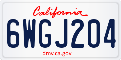 CA license plate 6WGJ204