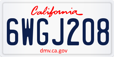CA license plate 6WGJ208