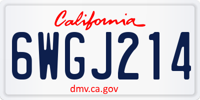CA license plate 6WGJ214