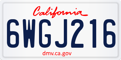 CA license plate 6WGJ216