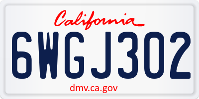 CA license plate 6WGJ302