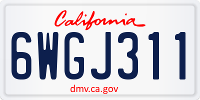 CA license plate 6WGJ311