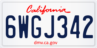 CA license plate 6WGJ342