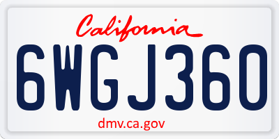 CA license plate 6WGJ360