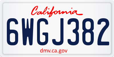 CA license plate 6WGJ382