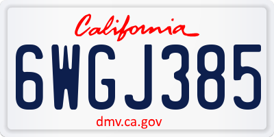 CA license plate 6WGJ385