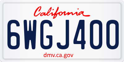 CA license plate 6WGJ400