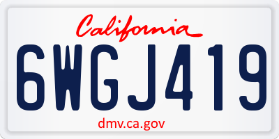 CA license plate 6WGJ419