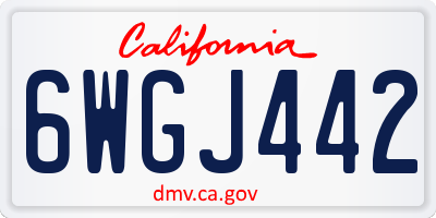 CA license plate 6WGJ442