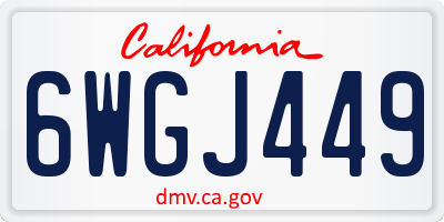 CA license plate 6WGJ449