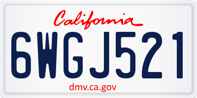 CA license plate 6WGJ521