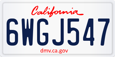 CA license plate 6WGJ547