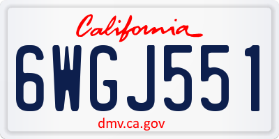 CA license plate 6WGJ551