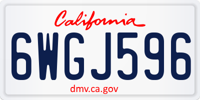 CA license plate 6WGJ596