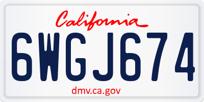 CA license plate 6WGJ674