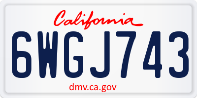 CA license plate 6WGJ743