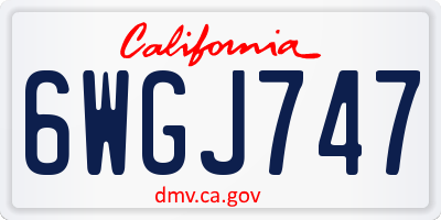 CA license plate 6WGJ747