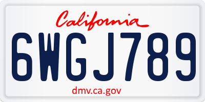 CA license plate 6WGJ789
