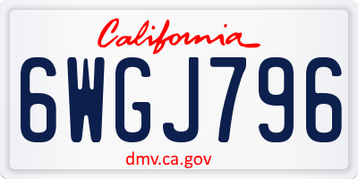 CA license plate 6WGJ796