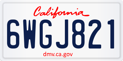 CA license plate 6WGJ821