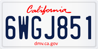 CA license plate 6WGJ851