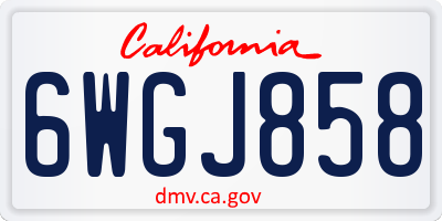 CA license plate 6WGJ858