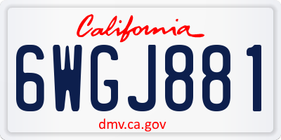 CA license plate 6WGJ881