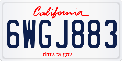 CA license plate 6WGJ883