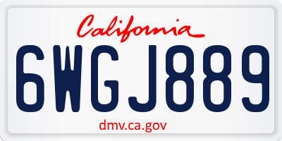 CA license plate 6WGJ889
