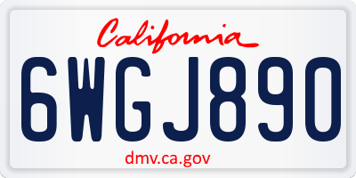 CA license plate 6WGJ890