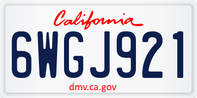 CA license plate 6WGJ921
