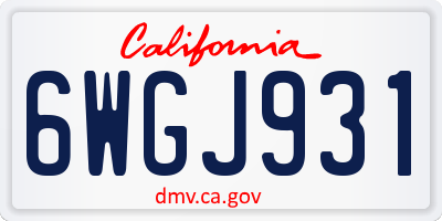 CA license plate 6WGJ931