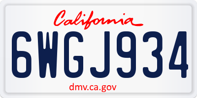 CA license plate 6WGJ934