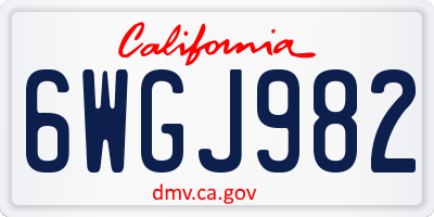 CA license plate 6WGJ982