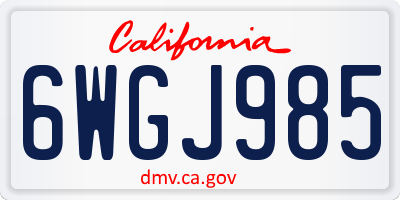CA license plate 6WGJ985