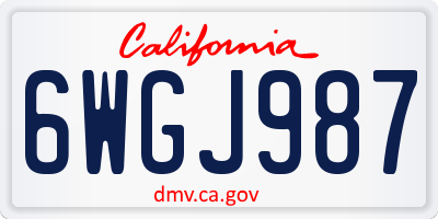 CA license plate 6WGJ987