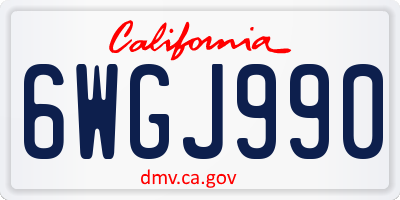 CA license plate 6WGJ990