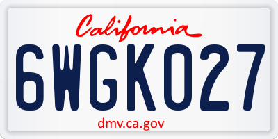 CA license plate 6WGK027