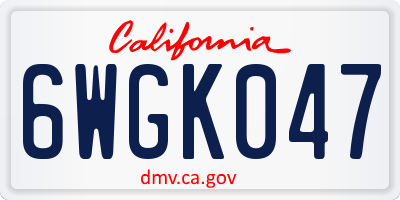 CA license plate 6WGK047
