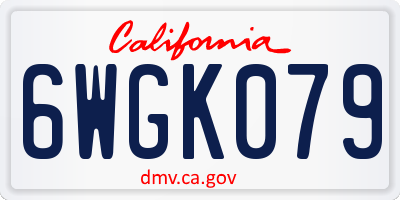 CA license plate 6WGK079